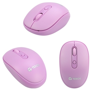 Mouse inalambrico Teros TE5075P, Color Purpura, 1600 dpi, receptor USB