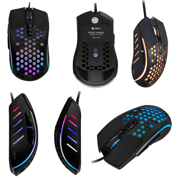 Mouse gamer TE-1210G diseño del agujero mejor raton para juegos con cable / Teros