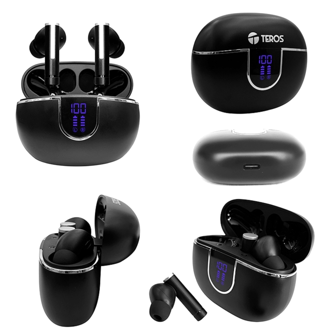 Audifonos Teros TE-8075N, Bluetooth, TWS, Negro Inalambricos / Teros