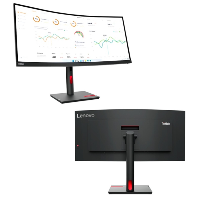 Monitor Lenovo ThinkVision T34w-30, 34pulgadas 3440x1440, WLED VA, RJ-45/HDMI/DP/USB-C 3.2 Gen 1 Curvo / Lenovo