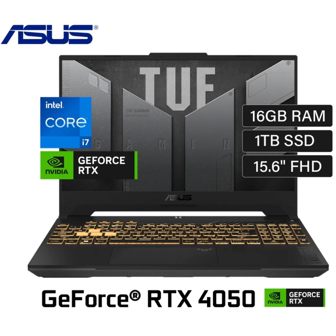 Laptop ASUS FX507VU-LP180, Intel i7-13620H 4.90GHz, Memoria RAM 16Gb DDR5, Disco Solido SSD 1Tb PCIe 4.0 NVMe M.2, Video NVIDIA GeForce RTX 4050 6GB GDDR6, Pantalla 15.6pulgadas FHD IPS, Gamer / Asus