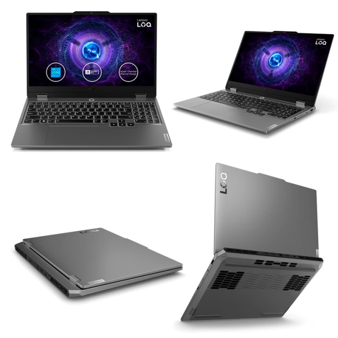 Laptop Lenovo LOQ 15IAX9, Intel i5-12450HX 4.4GHz, Memoria RAM 24Gb DDR5, Disco Solido 512Gb SSD M.2, Video NVIDIA GeForce RTX 3050 6GB GDDR6, Pantalla 15.6pulgadas FHD IPS, Gamer / Lenovo