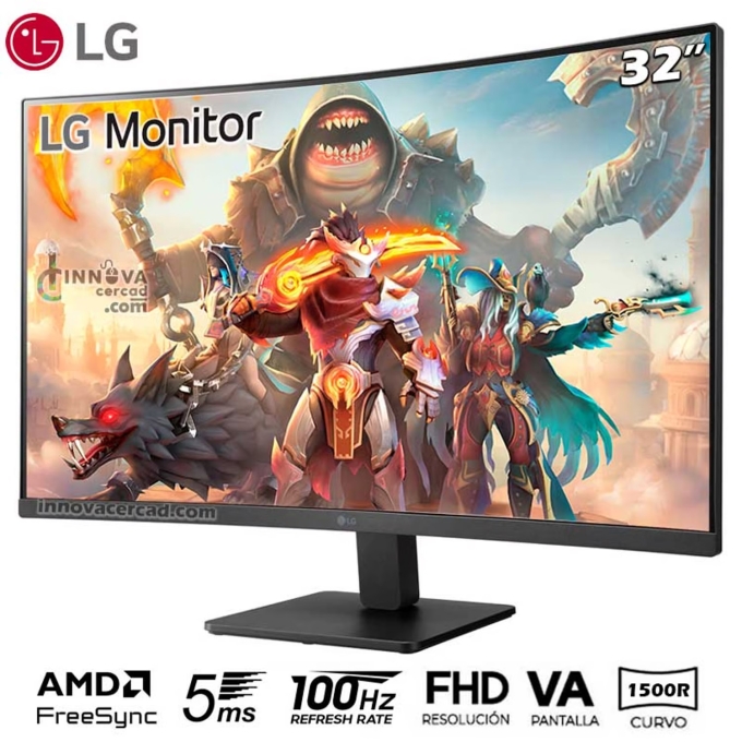 Monitor LG 32MR50C, 31.5pulgadas FHD 1920x1080, 100Hz, HDMIx1, VGAx1, Headphone-Out x1 Curvo Gamer / LG