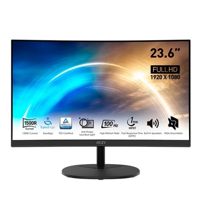 Monitor curvo MSI PRO MP-2412C, 23.6pulgadas FHD VA, HDMI, DP, speaker / MSI