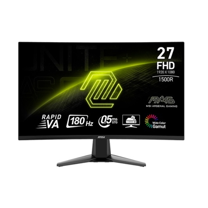 Monitor curvo Gaming MSI MAG-27C6F, 27pulgadas FHD Rapid VA, 180 Hz, 0.5 ms, HDMI, DP Gamer / MSI