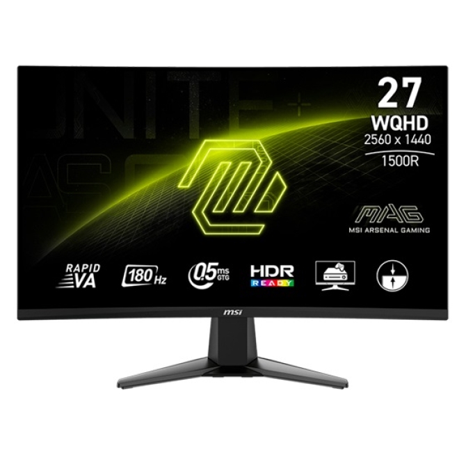 Monitor curvo gaming MSI MAG-27CQ6F, 27pulgadas WQHD Rapid VA, 180 Hz, 0.5 ms, HDMI, DP Gamer / MSI