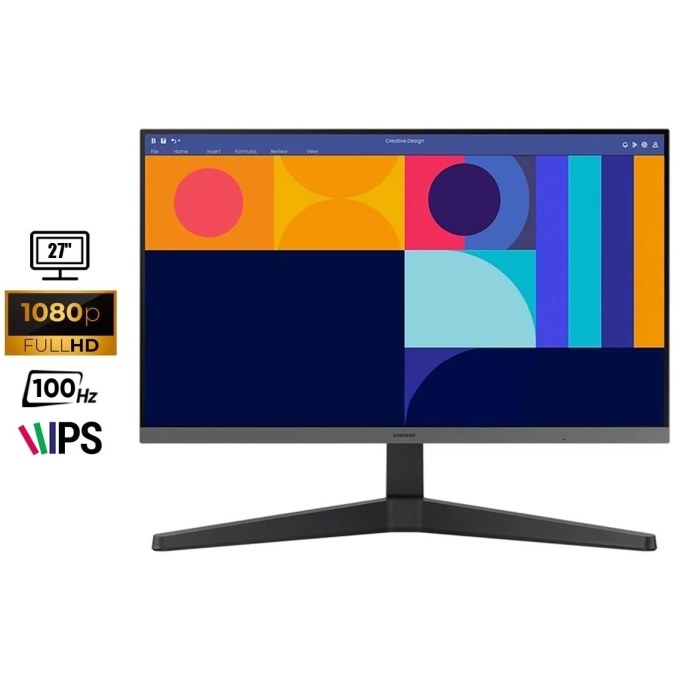 Monitor Samsung Essential S3 27pulgadas Full HD - 16:9 - Negro - LED - 100Hz Tecnologia conmutacion en el mismo plano (In-plane Switching, IPS) - LED Retroiluminacion - 1920 x 1080 - 16,7 Millones de colores - FreeSync - 4ms - HDMI - DisplayPort / Samsung