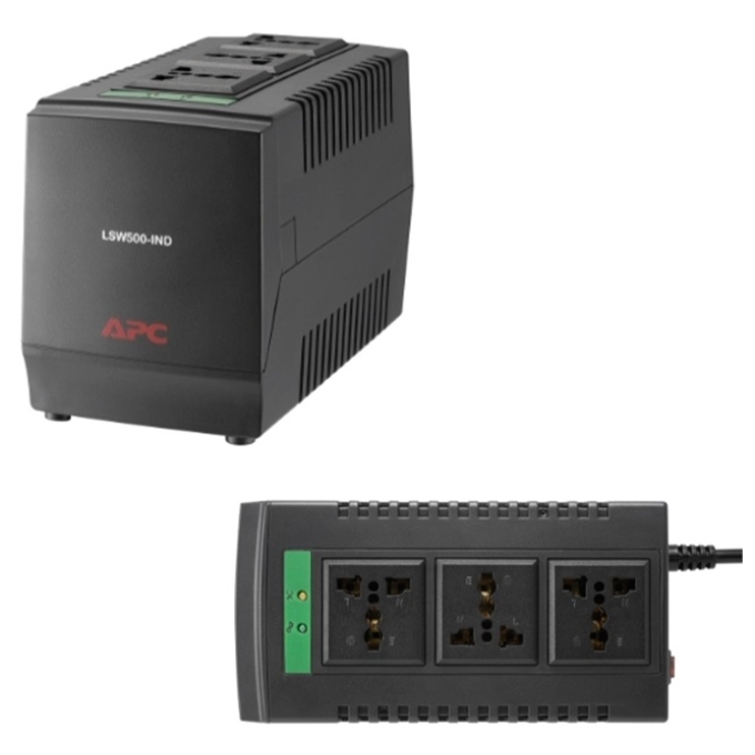 Estabilizador Regulador de Voltaje automatico APC Line-R 500VA, 3 Salidas Universales, 230V / APC