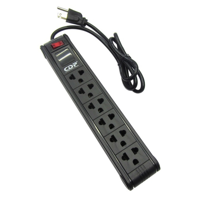 Supresor de Picos CDP R-PS6, 210V - 250V, 15 Amps, 6 salidas NEMA 5-15, On/Off Switch 1m / CDP