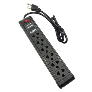 Supresor de Picos CDP R-PS6, 210V - 250V, 15 Amps, 6 salidas NEMA 5-15, On/Off Switch 1m