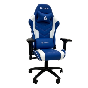Silla Gamer TEROS TE-8126B, azul y blanco / Teros