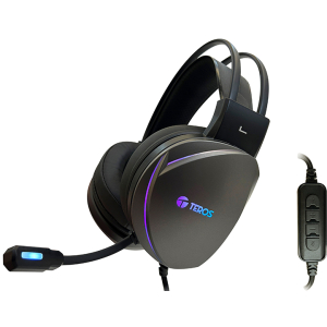 Auriculares Gaming TEROS TE-8170N estereo 7.1, microfono, conector USB, Negro, Luces RGB / Teros