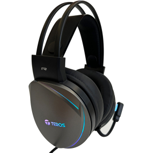 Auriculares Gaming TEROS TE-8170N estereo 7.1, microfono, conector USB, Negro, Luces RGB / Teros