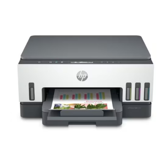 Impresora de inyeccion de tinta Hp multifuncion HP 720 Inalambrico Smart Tank - Color - Copiadora/Impresora/Escaner - 23 ppm Mono/22 ppm de impresion en color - 4800 x 1200 dpi Impresion - Duplex impresion Automatico - Hasta 5000 paginas al mes - Color De Superficie Plana Escaner - 1200 - LAN inalambrica - Wi-Fi Direct, HP Smart App, Apple AirPrint, Servicio de impresion Mopria, HP Print Service Plugin, Impresion de Android - USB / HP