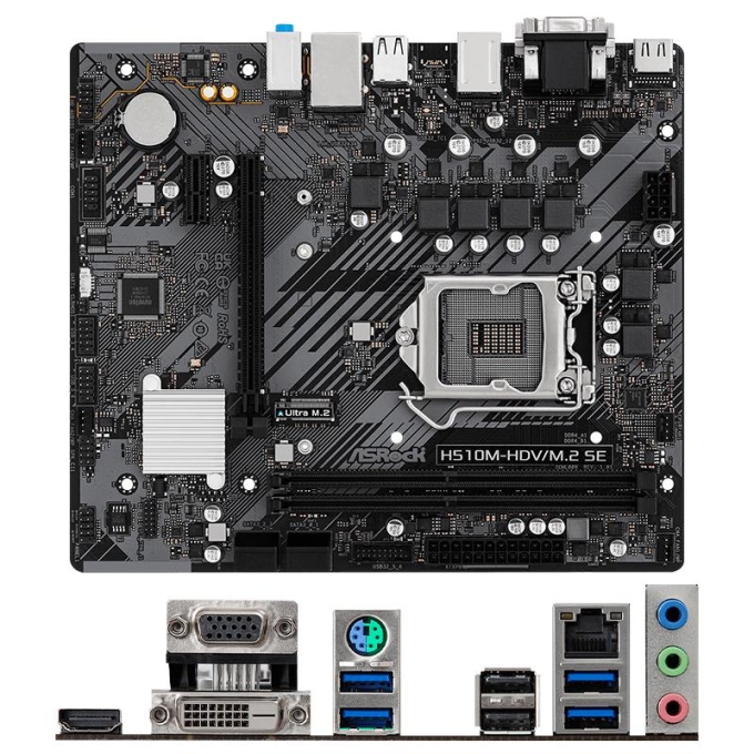 Placa Madre Mainboard Motherboard ASROCK H510M-HDV/M.2 SE, Chipset Intel H470, LGA1200, mATX / Asrock