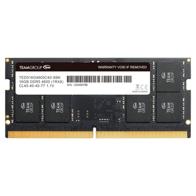 Memoria TEAMGROUP SO-DIMM ELITE DDR5, 16GB DDR5-4800MHz, CL40, 1.1V / TEAMGROUP