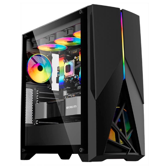 Case gamer TEROS TE-1174N, Mid Tower, USB 3.0 / USB 2.0, audio, ventilador ARGB, negro / Teros