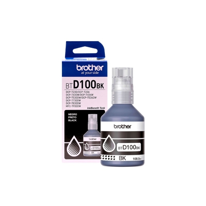 Tinta BROTHER BTD100BK BLACK P/ T230D/ T430DW/ T530DW/ T730DW/ T830DW/ T930DW / Brother