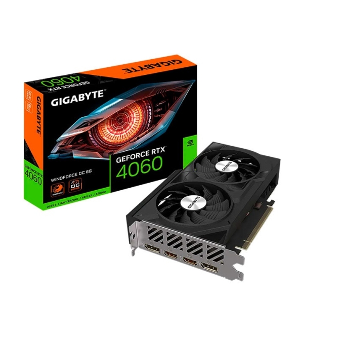 Tarjeta De Video GIGABYTE GEFORCE RTX4060 8GB WINDFORCE OC GDDR6 GV-N4060WF2OC-8GD-G10 / Gigabyte