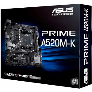 Placa madre Gamer ASUS PRIME AMD, DDR4, 2933MHZ, HDMI, VGA, A520M-K, Mainboard / ASUS