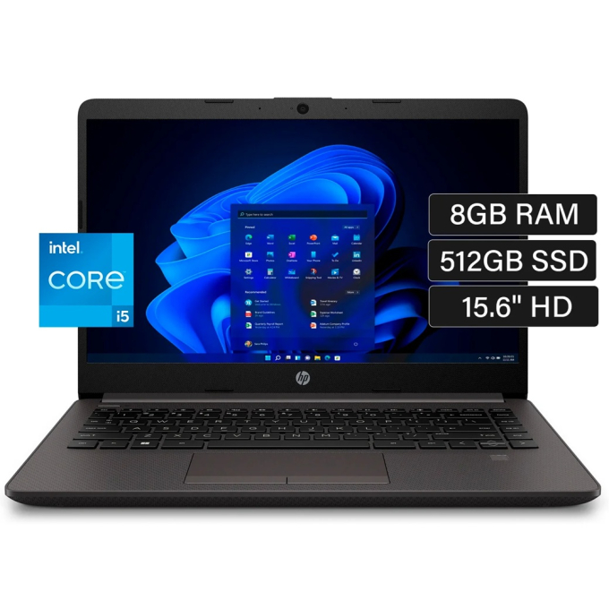 Laptop HP 250 G10, Intel i5-1334U 4.60GHz, Memoria RAM 16Gb, Disco Solido 512Gb SSD, Pantalla 15.6pulgadas LCD LED HD / HP