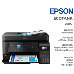 Impresora Multifuncional Epson EcoTank L5590, USB LAN Wi-Fi, 33ppm negro, 20ppm color, ADF 30 paginas / Epson