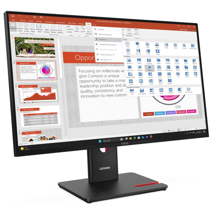 Monitor Lenovo ThinkVision T27-40 27pulgadas WLED FHD IPS, HDMI, DP, VGA, USB-C, USB-B, USB-A x3 / Lenovo