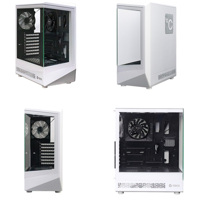 Case gamer TEROS TE-1322G, Mid Tower, USB 3.0 / USB 2.0, audio, ventilador ARGB, blanco / Teros