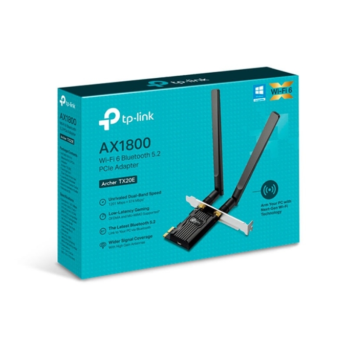 ADAPTADOR TP-LINK ARCHER TX20E AX1800 PCIE. BLUETOOTH 5.2 / TP-LINK