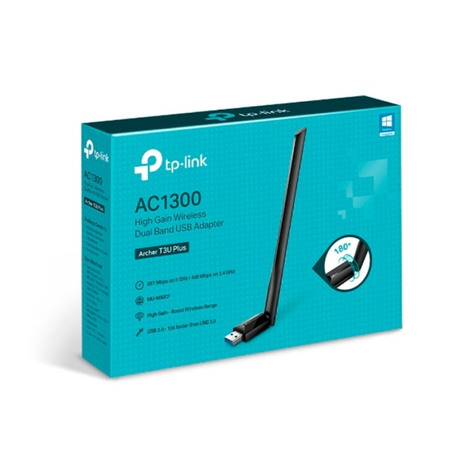 ADAPTADOR TP-LINK USB MU-MIMO MINI AC1300 ARCHER T3U PLUS / TP-LINK