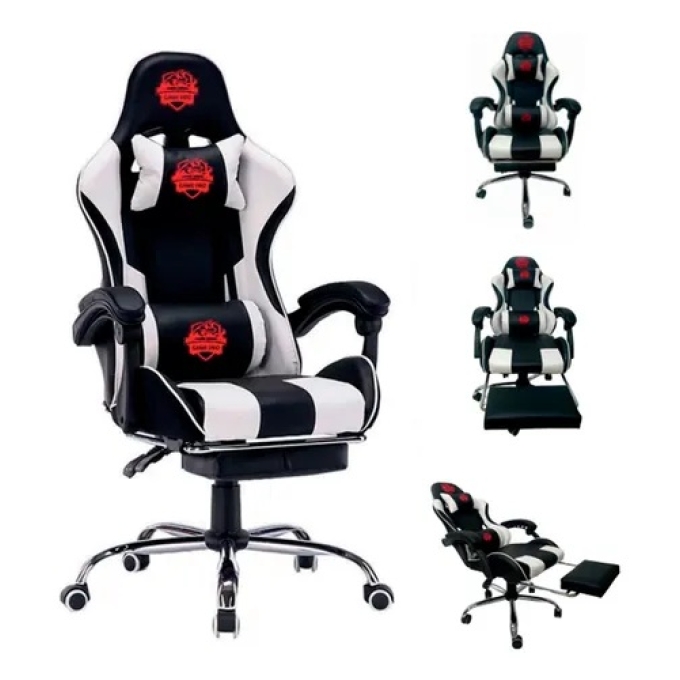 Silla Gamer GAME PRO GC- 6688-1 Con reposapies BK WHI / GAME PRO