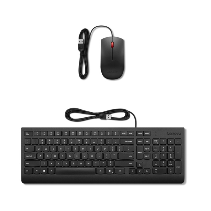 Kit de teclado y mouse Essential LENOVO, Interfaz USB-A, Color Negro, En español. / Lenovo
