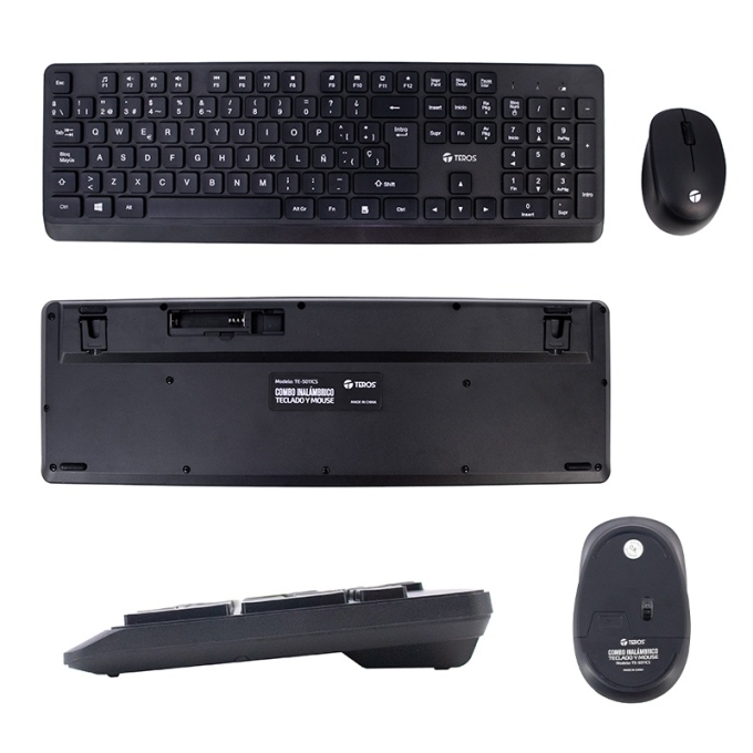 Kit inalambrico teclado + mouse TEROS TE-5011CS, 2.4GHz, 1000DPI, español, negro / Teros