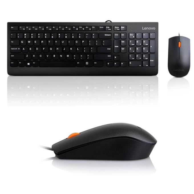 Kit Combo Teclado + Mouse Lenovo 300, Interfaz USB, Ambidiestro, Diseño elegante. / Lenovo