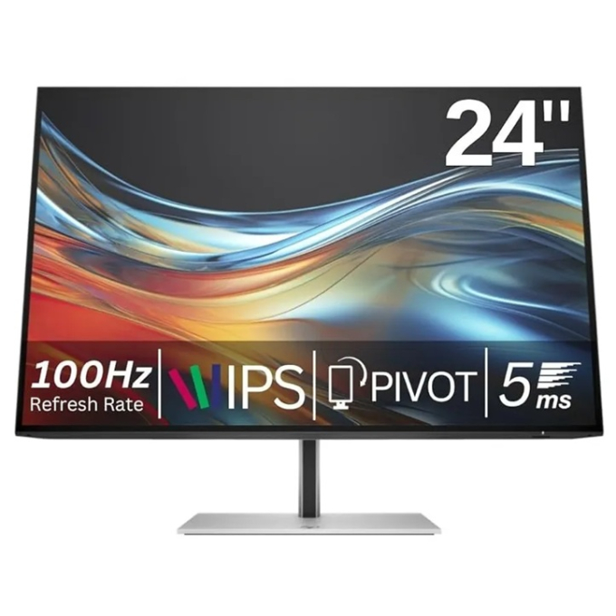 Monitor HP Serie 7 Pro 24pulgadas 724pn WUXGA 1920x1200 IPS 100Hz 5ms Antirreflectante, HDMI, DP, USB-A, USB-B Giratorio / Hp