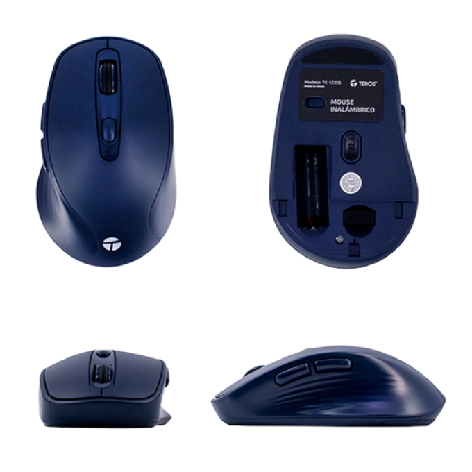 Mouse inalambrico TEROS TE-1235S, 2.4GHz, 6 botones, USB, azul / Teros