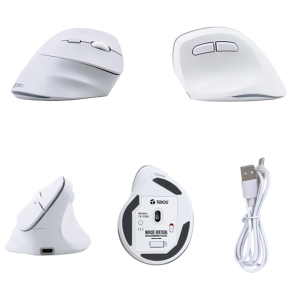 Mouse inalambrico TEROS TE-1236S, RGB, Blanco, 6 botones con rueda / Teros