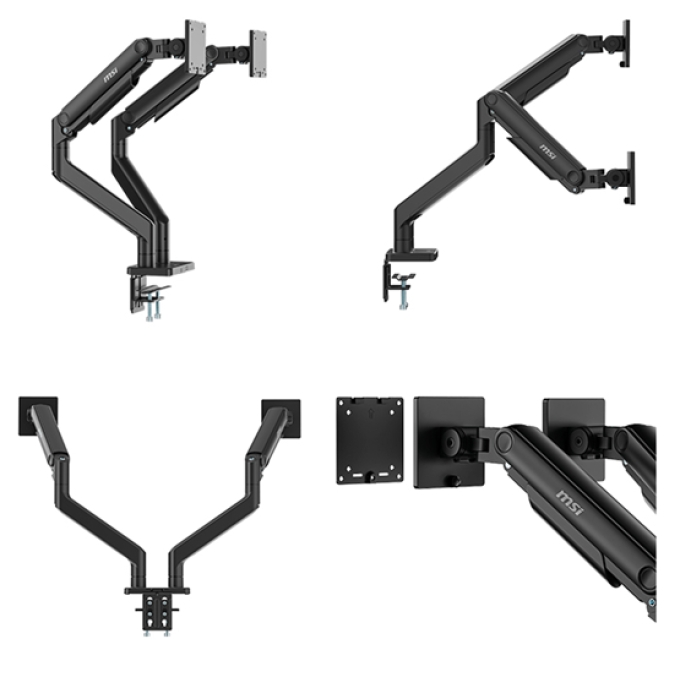 Brazo soporte dual para monitores MSI MAG MT201D de estructura robusta y facil montaje. / MSI