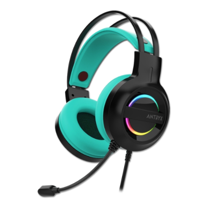 AUDIFONO C/MICROFONO ANTRYX IRIS-K Turquoise, 7.1 VIRTUAL, USB (AGH-7100KTE) / ANTRYX