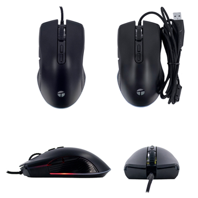 Mouse gamer TEROS TE-1233G, DPI hasta 7200, RGB,7 botones, USB, negro / Teros
