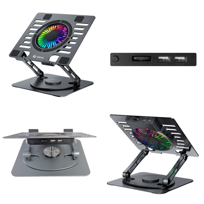 Base para Laptop / Cooler TEROS TE-7132N, compatible con Laptops de hasta 15.6pulgadas, 1 ventilador de 11 cm / Teros