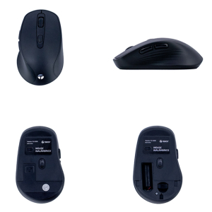 Mouse inalambrico TEROS TE-1228S, Negro, 6 botones, Receptor USB / Teros