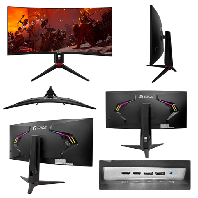 Monitor TEROS TE-3412G 34pulgadas curvo gaming UWQHD 180Hz 1ms HDMI DP AUDIO OUT negro, gamer / Teros