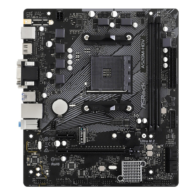Placa Madre Motherboard ASROCK A520M-HDV, Chipset AMD A520, Socket AMD AM4, mATX / ASROCK