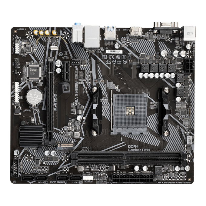 Placa Madre Motherboard Gigabyte A520M K V2 (rev. 1.0) Chipset AMD A520, Socket AM4, Micro ATX / Gigabyte