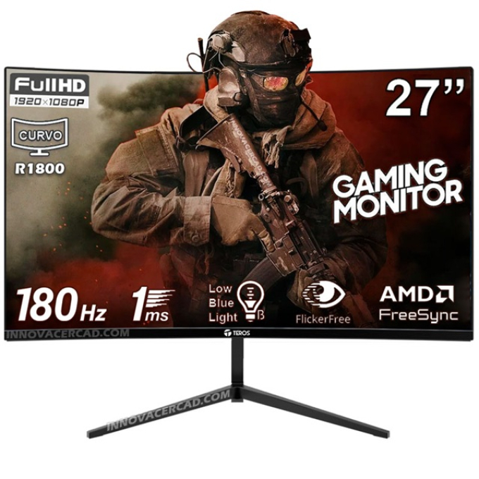 Monitor curvo gaming TEROS TE-2787G 27pulgadas FHD VA 180Hz 1ms HDMI DP AUDIO OUT Negro / Teros