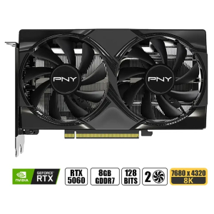 Tarjeta de Video PNY GeForce RTX5060 Dual Fan GPU, 8Gb GDDR7, PCIe Gen 5