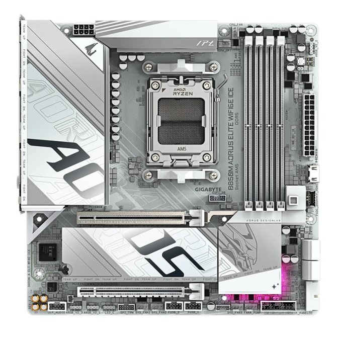 Placa Madre Motherboard GIGABYTE B850M AORUS ELITE WIFI6E ICE, Chipset AMD B850, Socket AMD AM5, ATX / Gigabyte