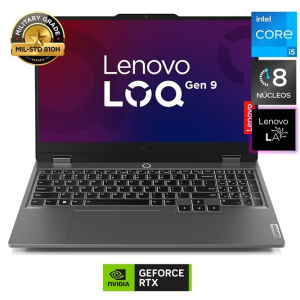 Laptop Lenovo LOQ 15IAX9, Intel i5-12450HX, Memoria RAM 8Gb, Disco Solido 512Gb SSD, Video Nvidia RTX3050 6Gb, Pantalla 15.6pulgadas FHD, gamer / Lenovo