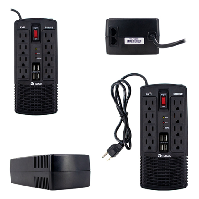 Estabilizador de voltaje TEROS TE-7180 AVR1200VA / 600W 184-276 VAC / Teros